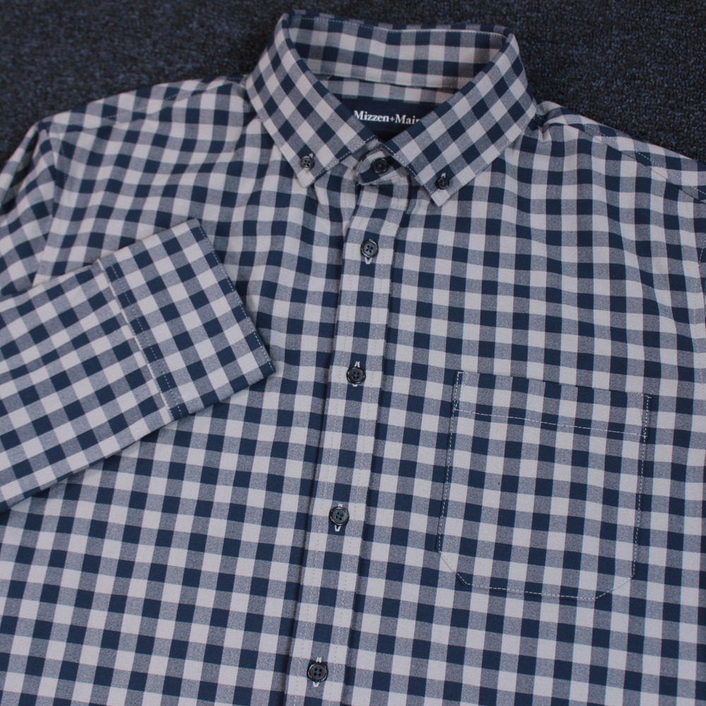 Mizzen+Main City Flannel Shirt Mens Large Trim Nickel Hayes Gingham Workwear